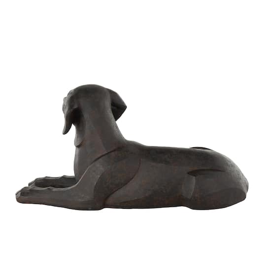 30.5" Black with Copper Shading Sitting Dog Sculpture